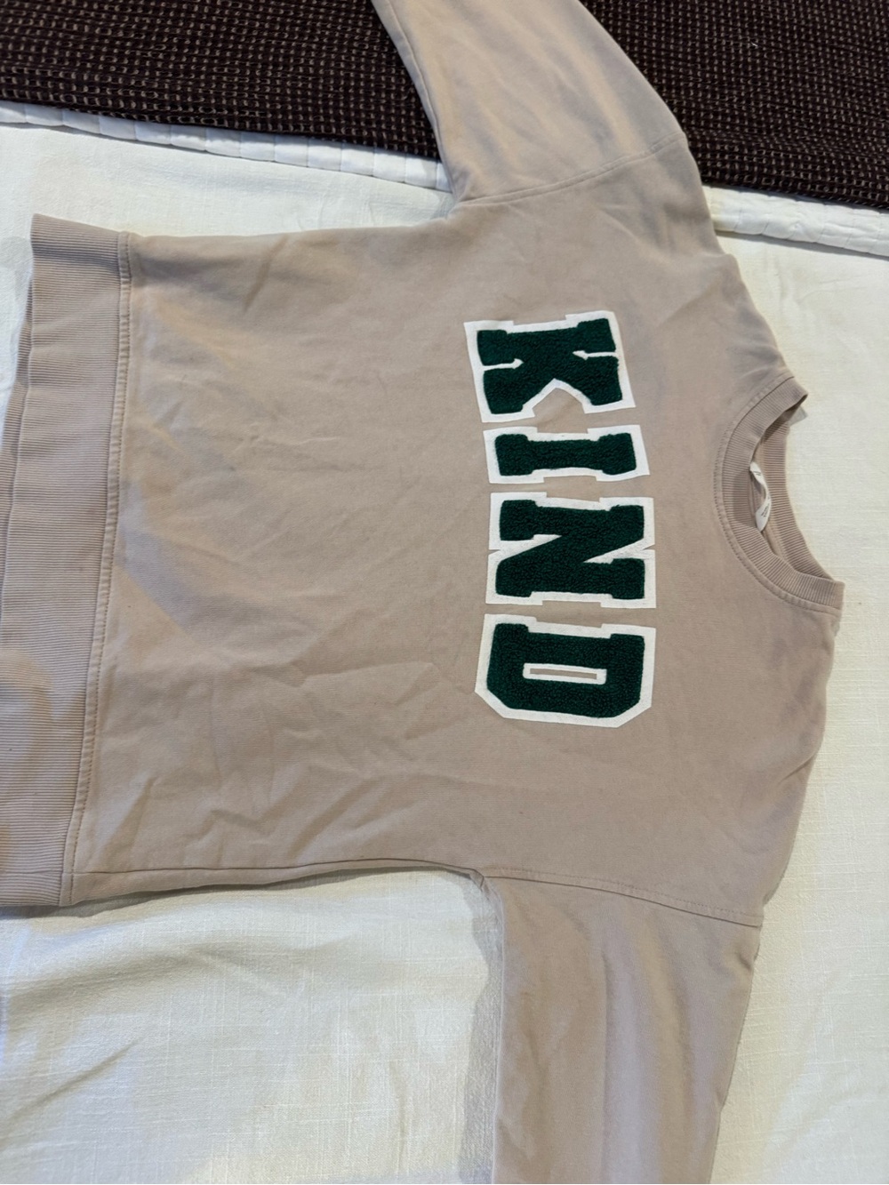 Mango Kids Beige Sweatshirt with Dark Green Lettering